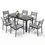 Ensemble de salle à manger de patio extérieur en aluminium de 5/7 pièces, chaises empilables et table extensible