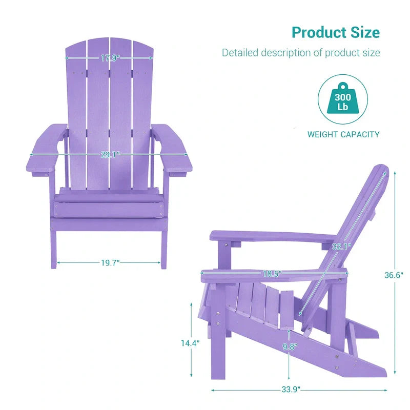 Ensemble de 4 fauteuils Adirondack d’extérieur Bonosuki en bois résistant aux intempéries