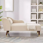 Chaise longue moderna in velluto, con bracciolo imbottito e bracciolo curvo, divano letto per camera da letto, ufficio o soggiorno