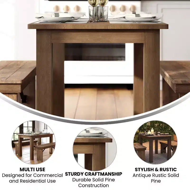 Mesa de jantar retangular Flash Furniture, 46 x 30, em pinho maciço