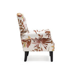 Fauteuil d’appoint moderne Erommy, fauteuil à dossier haut, canapé une place en tissu rembourré avec boutons et pieds en bois pour le salon