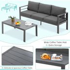 AECOJOY 7 Pieces Aluminum Patio Furniture Set Outdoor Conversation Set