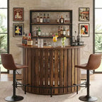 Mini tavolo bar portaoggetti a 4 ripiani con forma ad arco, mobile bar moderno in stile rustico con poggiapiedi e struttura in MDF