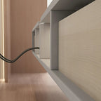 Mobile TV sospeso moderno, lungo e bianco, in legno, con cassetti