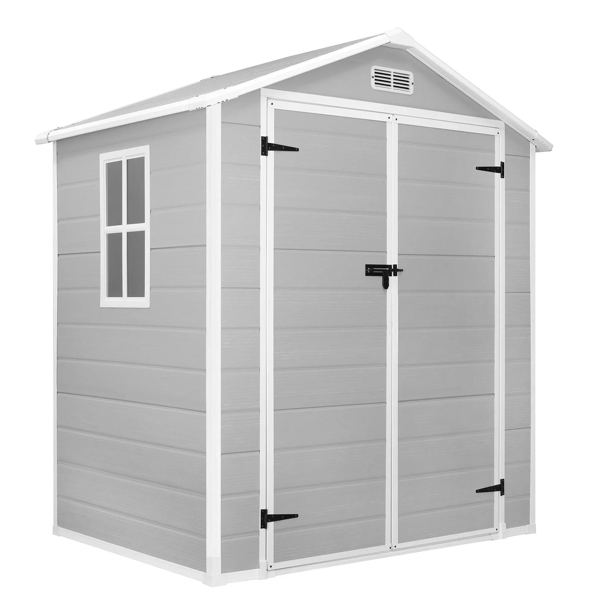 Abri de rangement extérieur en plastique et résine tout temps avec plancher, remise à outils Spire, 6 pi x 4 pi/6 pi x 8 pi/8 pi x 6 pi/8 pi x 10 pi