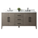 Meuble-lavabo Vanity Art 72 à double vasque avec plateau en marbre reconstitué