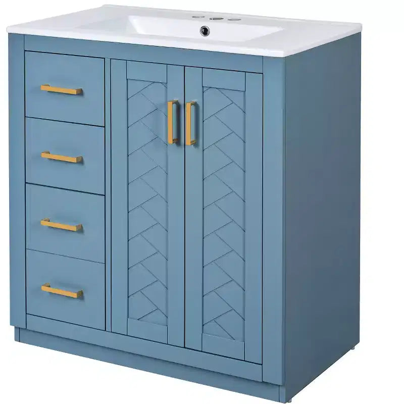 Meuble-lavabo de salle de bains simple de 30 pouces avec meuble et 3 tiroirs ??Noir / Bleu / Vert / Indigo / Blanc