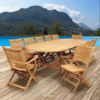 Ensemble de salle à manger de jardin extensible Amazonia Teak Sessa en teck, 13 pièces – 13 pièces
