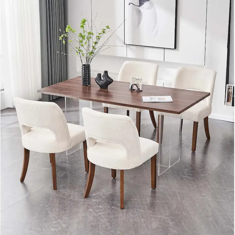 Set di 4 sedie da pranzo rivestite in tessuto
