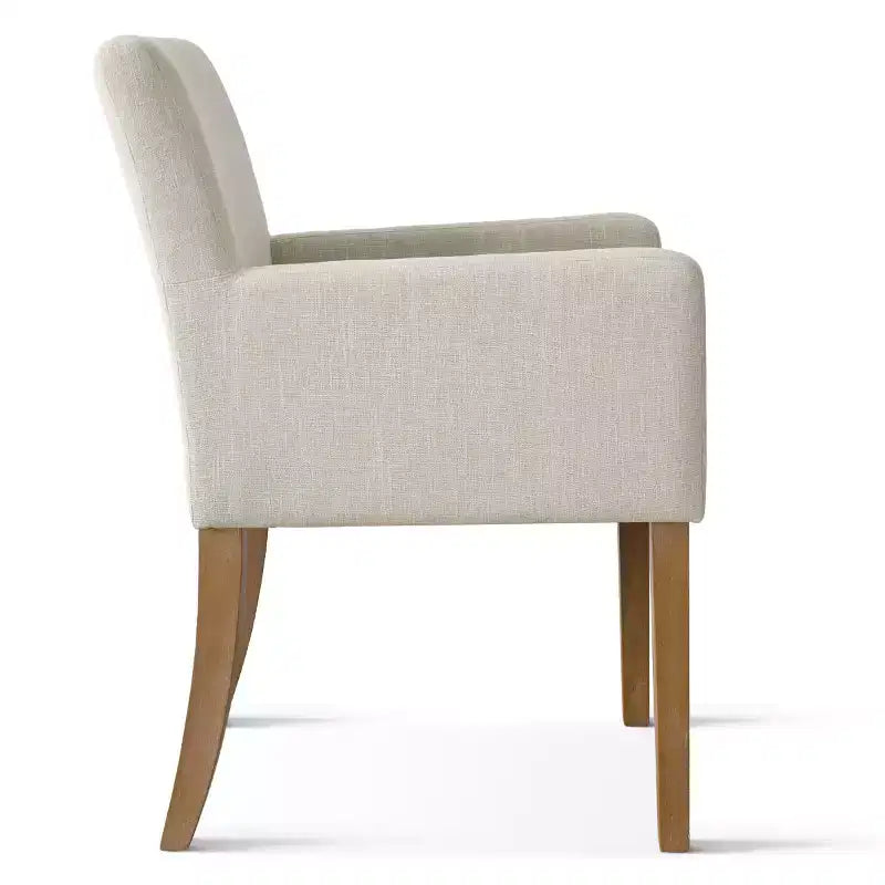Ensemble de 6 chaises de salle à manger rembourrées avec accoudoirs, fauteuils modernes en lin avec pieds en bois, chaises d’appoint pour salle à manger et salon - Panipeachy