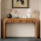 Table console rustique Whisen, table d’entrée et table d’appoint avec façade de tiroir cannelée