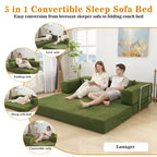 Canapé-lit pliant Dyonery 78 convertible en canapé en velours côtelé, format king, couchage au sol, 4-en-1, canapé modulaire à combiner soi-même, confortable et dépliant