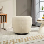 Fauteuil tonneau pivotant rembourré avec rangement, chaise d’appoint moderne pour salon, chambre, bureau ou coin lecture