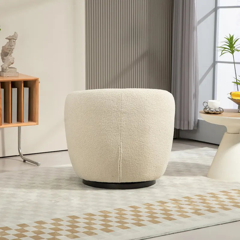 Fauteuil tonneau pivotant rembourré avec rangement, chaise d’appoint moderne pour salon, chambre, bureau ou coin lecture