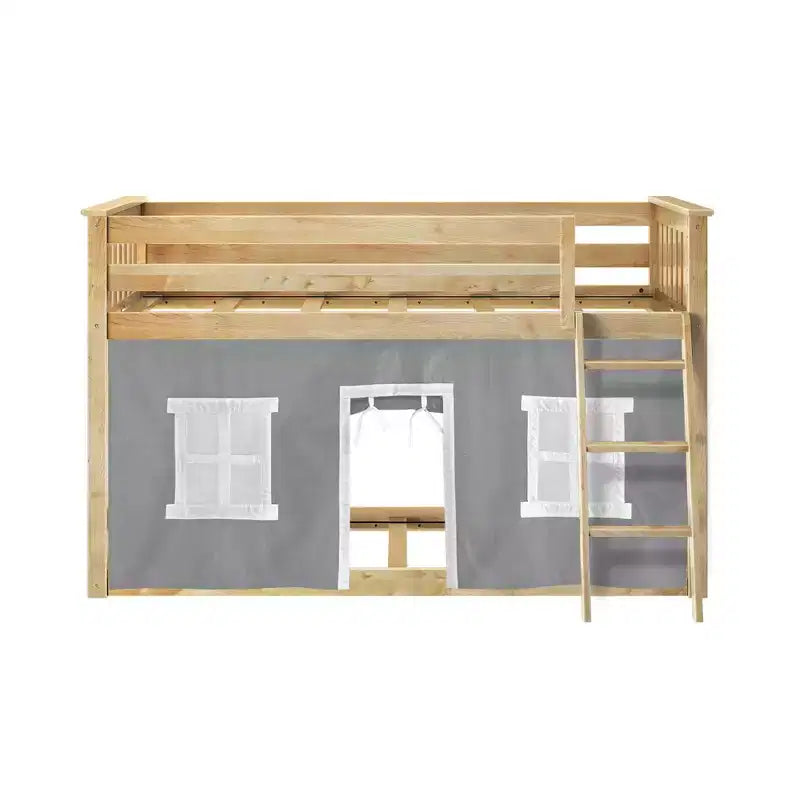 Lit superposé bas Max & Lily, 2 couchages simples, avec rideaux