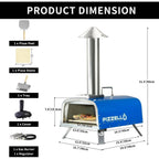 Four à pizza extérieur multicombustible, appareil à pizza cuite sur pierre avec brûleur à gaz et compartiment à bois – 12 pouces