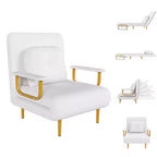 Canapé-lit pliant 3-en-1, fauteuil convertible avec dossier réglable en 5 positions et coussin, couchage gain de place pour salon, chambre et bureau (blanc)