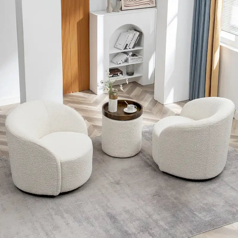 Fauteuil d’appoint pivotant KINWELL en forme de tonneau, rembourré, largeur 34 (lot de 2)