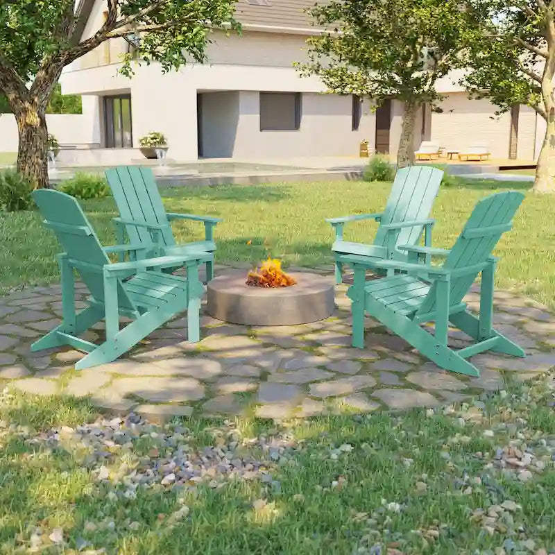 Ensemble de 4 fauteuils Adirondack d’extérieur Bonosuki en bois résistant aux intempéries