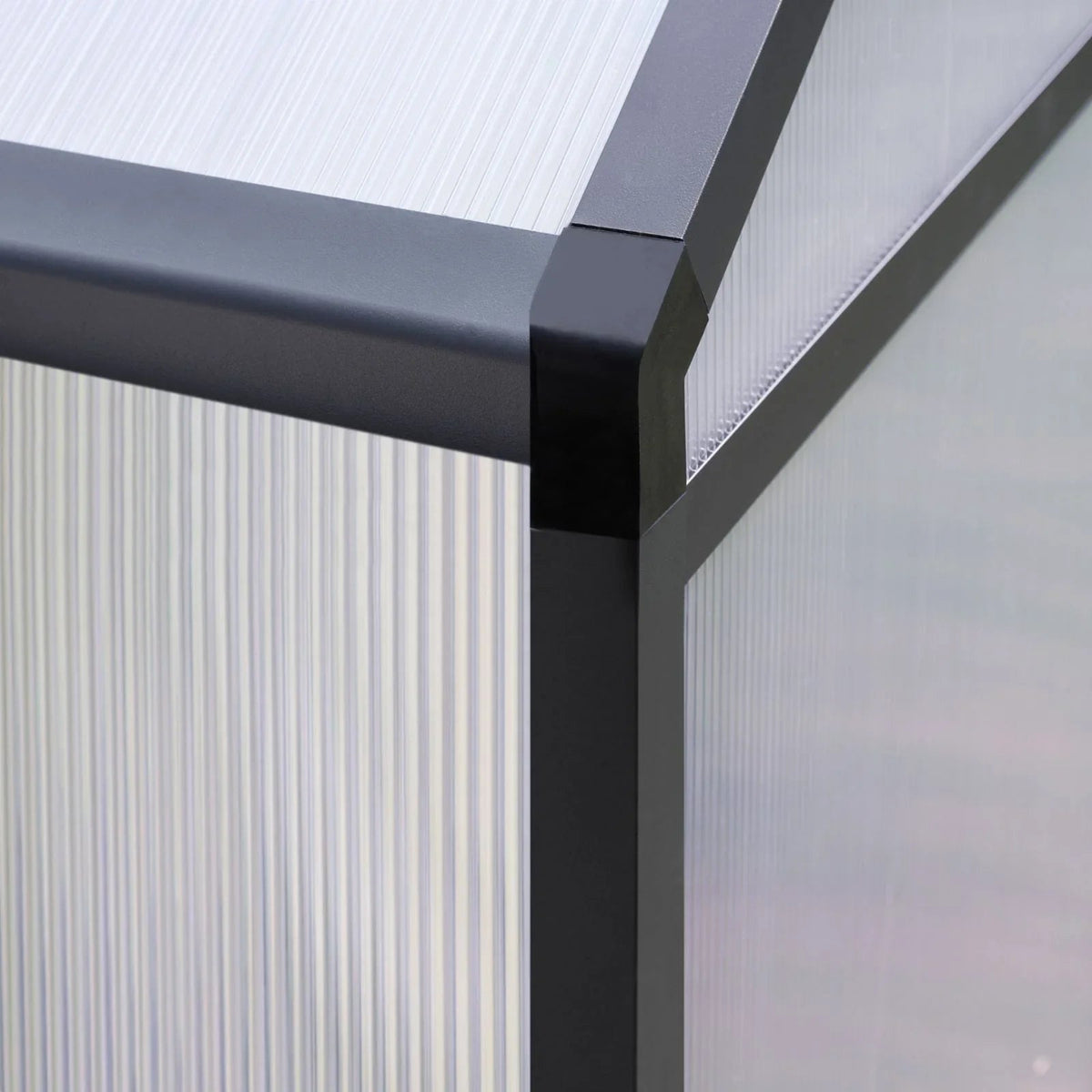 VEIKOUS begehbares Gewächshaus-Set aus Aluminium mit verstellbarem Dachfenster und abschließbarer Tür, grau
