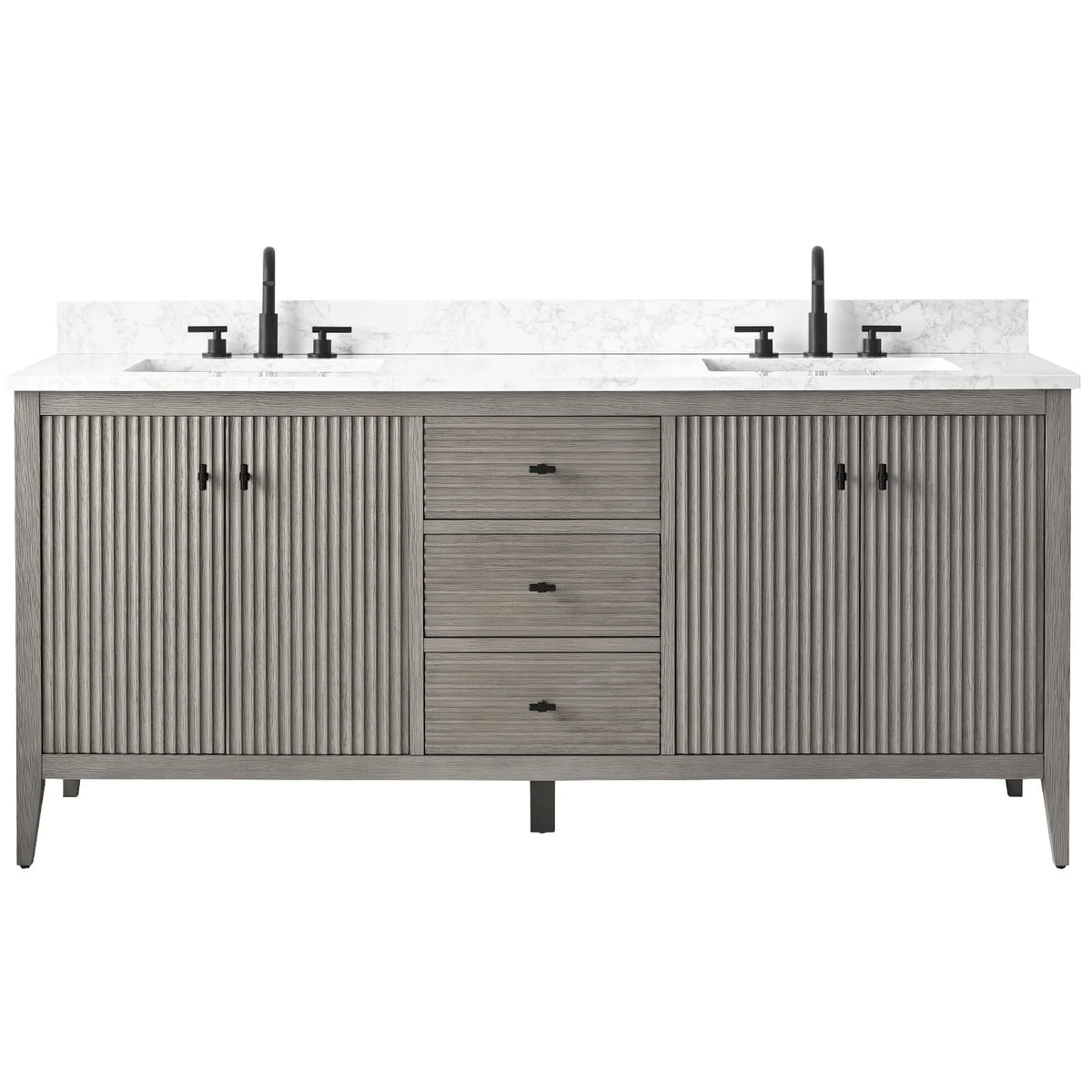 Meuble-lavabo Vanity Art 72 à double vasque avec plateau en marbre reconstitué