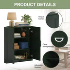 Meuble d’angle Dovelina avec étagères réglables, buffet, meuble à vin et meuble de cuisine et de salle à manger avec portes en bois - 31 po H x 31 po L, 36 po H x 31 po L