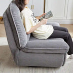 Drehbarer Cord-Sessel mit Gleitfunktion und Liegefunktion, Fußstütze für das Wohnzimmer