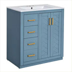 Meuble-lavabo de salle de bains simple de 30 pouces avec meuble et 3 tiroirs ??Noir / Bleu / Vert / Indigo / Blanc