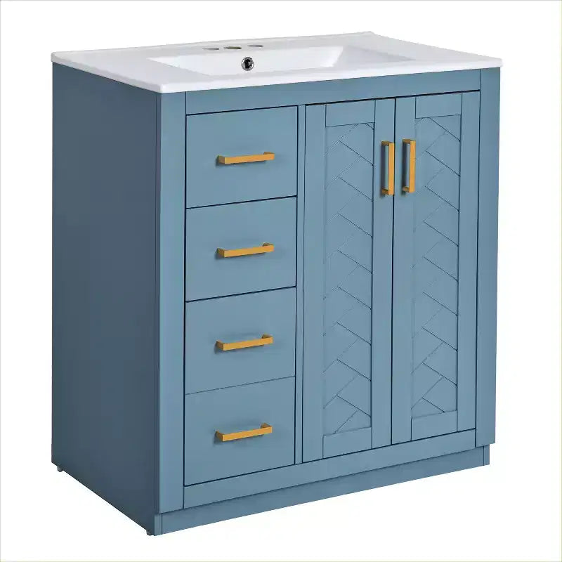 Meuble-lavabo de salle de bains simple de 30 pouces avec meuble et 3 tiroirs ??Noir / Bleu / Vert / Indigo / Blanc