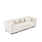 Canapé-lit escamotable et convertible Whisen en velours, format très grand lit, 3-en-1, avec ottoman amovible et design capitonné