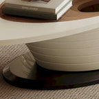 Tavolino da salotto ovale moderno e minimalista di lusso leggero con piano in vetro e base grigia, 51 pollici - L 51.18'W 25.59'H 14.37'