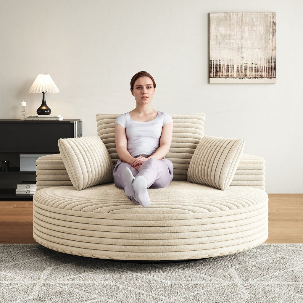 Fauteuil pivotant individuel en mousse et chenille côtelée