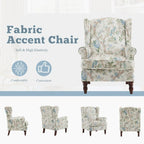 Fauteuil d’appoint moderne Erommy, fauteuil à dossier haut, canapé une place en tissu rembourré avec boutons et pieds en bois pour le salon