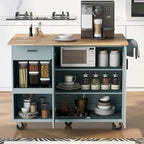 Isola da cucina con piano di lavoro pieghevole, carrello portaoggetti da cucina con ripiano estraibile, portasciugamani e cassetto, ruote girevoli