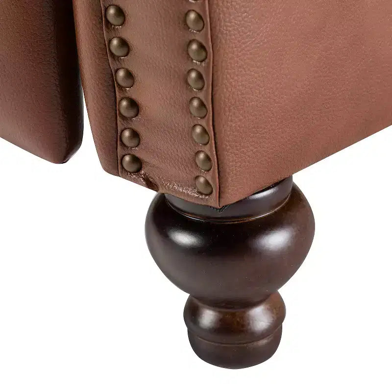 Set di 2 poltrone reclinabili moderne Elisabete con schienale ad ali in vera pelle e borchie decorative vintage per soggiorno e camera da letto| ART OF LIVING DESIGNS