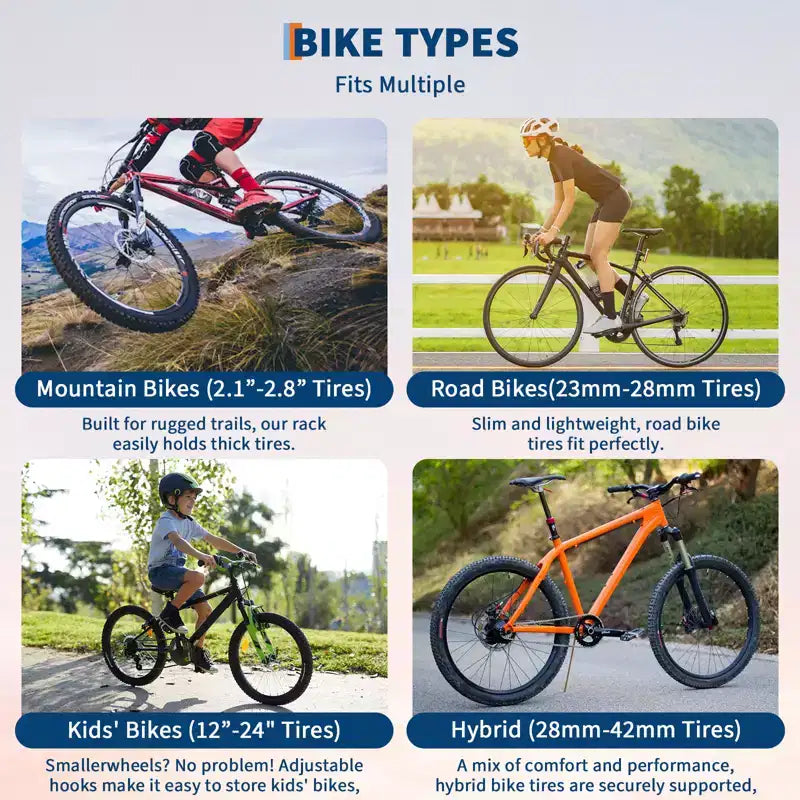 Support de rangement autoportant pour 5 vélos, capacité robuste de 300 lb, organisateur solide pour maintenir les vélos en toute sécurité et stabilité dans les cours avant et arrière