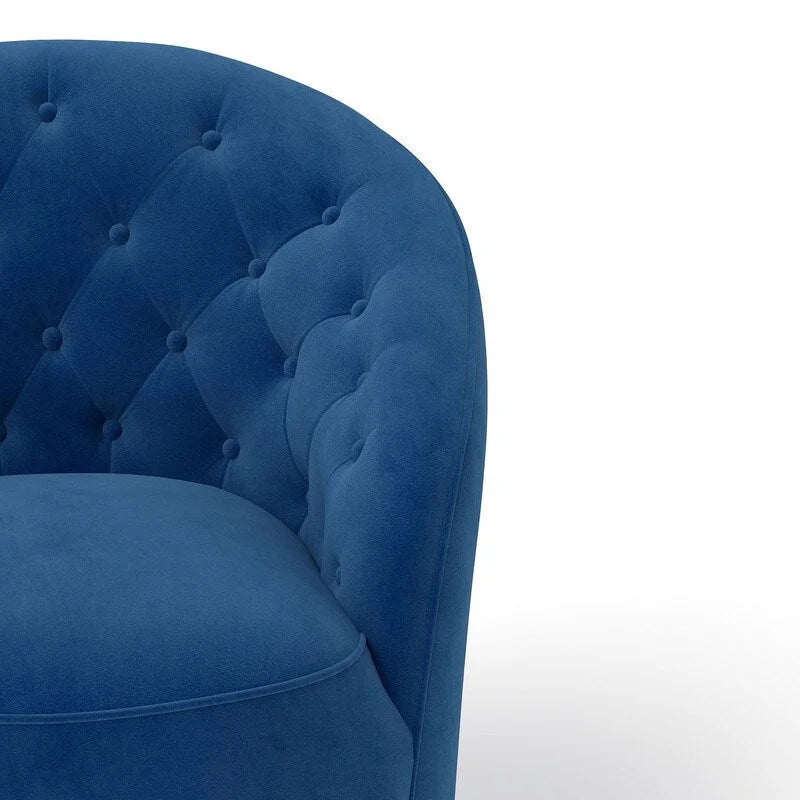 Lot de 2 fauteuils tonneau modernes SEYNAR en velours rembourré, pivotants à 360 degrés, avec dossier capitonné à boutons