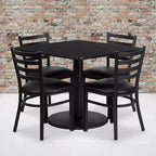 Set Tavolo Quadrato Laminato 36'' Flash Furniture con Base Rotonda e 4 Sedie in Metallo con Schienale a Scala