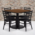 Set Tavolo Quadrato Laminato 36'' Flash Furniture con Base Rotonda e 4 Sedie in Metallo con Schienale a Scala