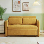 Canapé-lit escamotable en tissu chenille jaune - 39.00 x 53.50 x 31.50