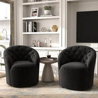 Lot de 2 fauteuils tonneau modernes SEYNAR en velours rembourré, pivotants à 360 degrés, avec dossier capitonné à boutons