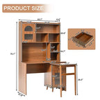 Scrivania moderna in legno per home office Okak con piano/sedia e libreria, scrivania da studio con spazio per adolescenti e studenti, per studio e ufficio