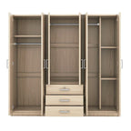 6-Doors Wooden Wardrobe Storage with 3 Big Drawers for Bedroom