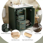 Meuble-lavabo de salle de bains simple de 30 pouces avec meuble et 3 tiroirs ??Noir / Bleu / Vert / Indigo / Blanc