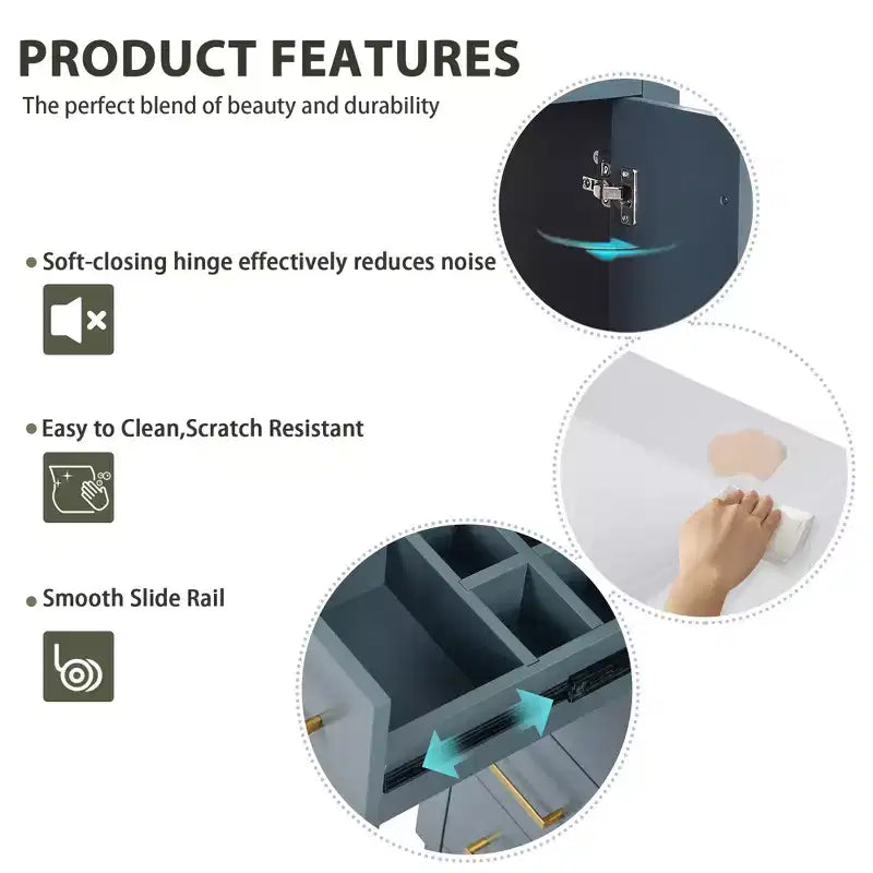Meuble-lavabo de salle de bains simple de 30 pouces avec meuble et 3 tiroirs ??Noir / Bleu / Vert / Indigo / Blanc