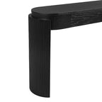 Consolle moderna Merax con piano ovale, gambe curve scanalate e due cassetti nascosti