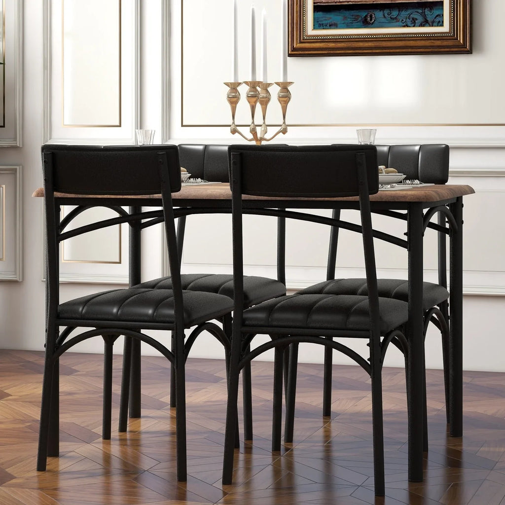Set da pranzo rettangolare per 4 persone con sedie imbottite