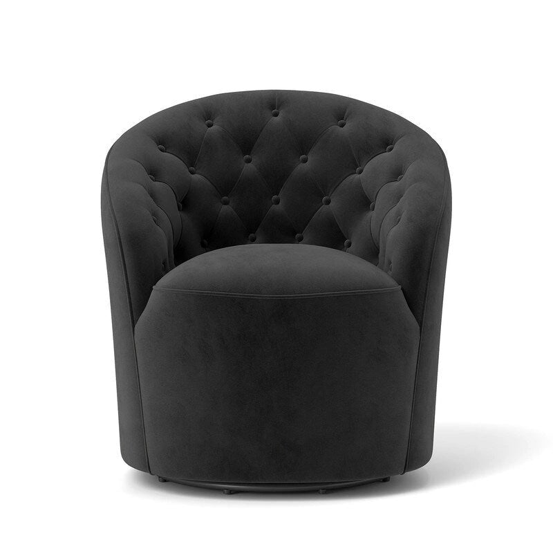 Lot de 2 fauteuils tonneau modernes SEYNAR en velours rembourré, pivotants à 360 degrés, avec dossier capitonné à boutons
