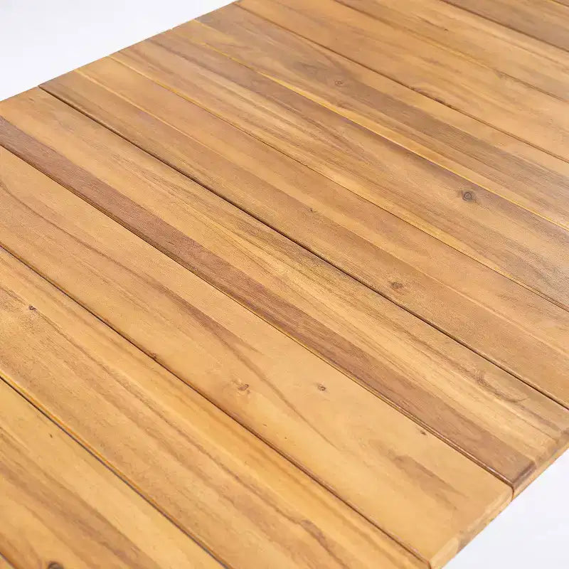 Christopher Knight Home Irene Ensemble repas d’extérieur rustique de 9 pièces en bois d’acacia, avec chaises à dossier incurvé et coussins