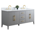 Meuble-lavabo Vanity Art 72 à double vasque avec plateau en marbre reconstitué